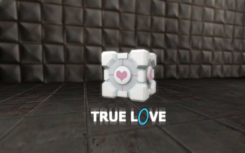 White Cube with Heart Symbols — Gray, Neutral