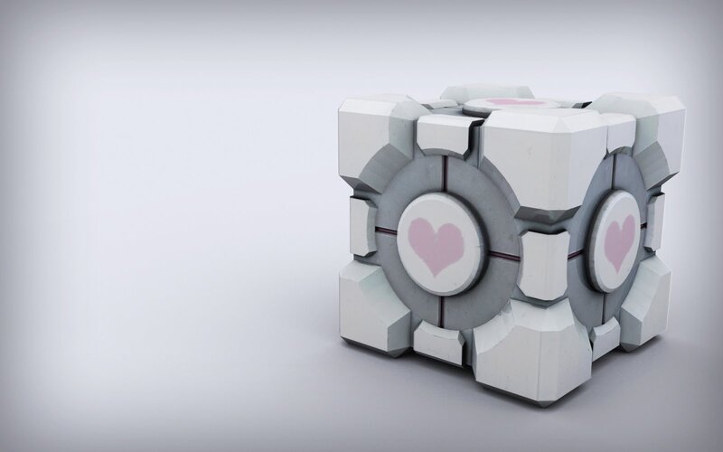 White Cube with Heart Symbols — Gray