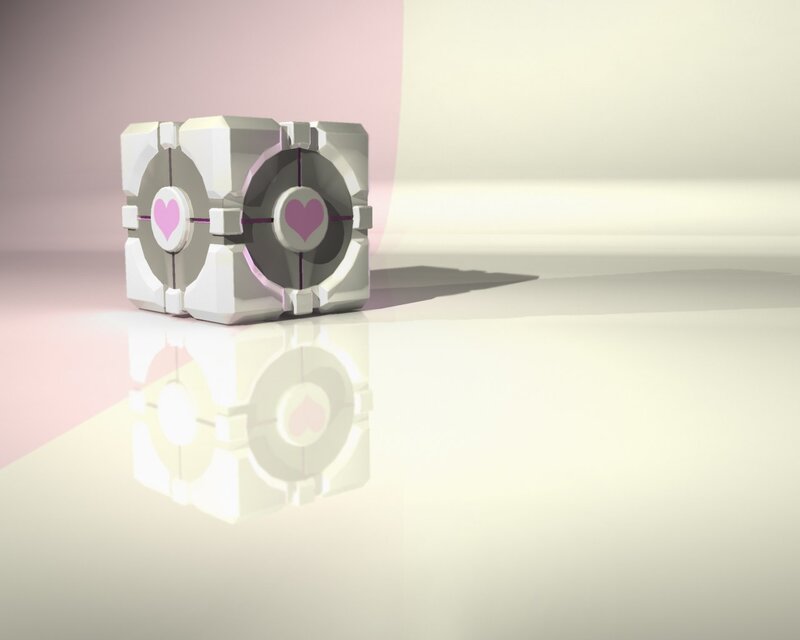 White Cube with Heart Symbols — Serene, Minimalist
