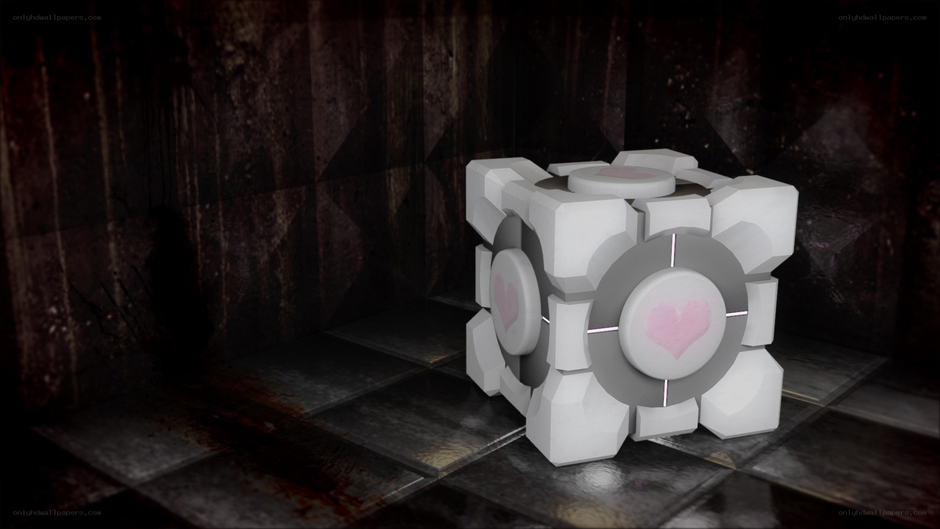 white cube with heart symbols