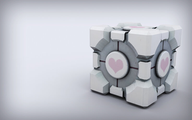 White Cube with Hearts — Gray