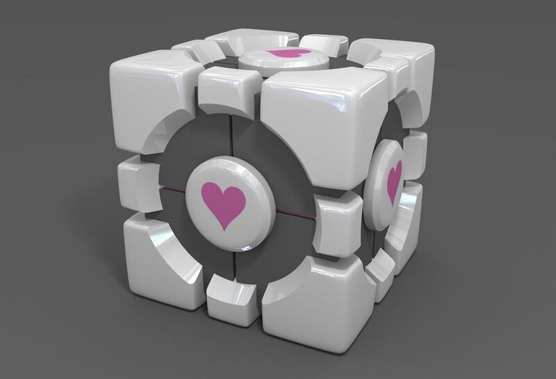 White Cube with Pink Hearts