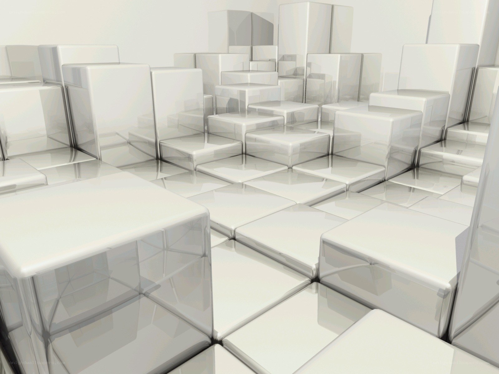white cubes in abstract arrangement
