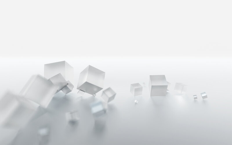 White cubes on a white surface