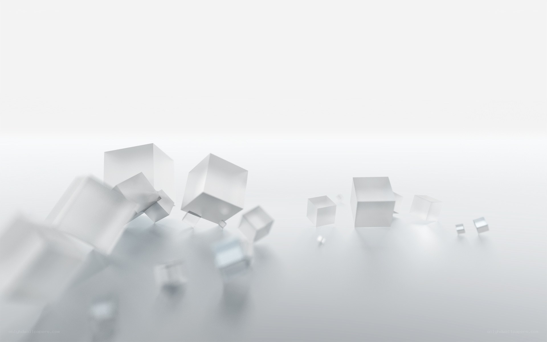 White cubes on a white surface