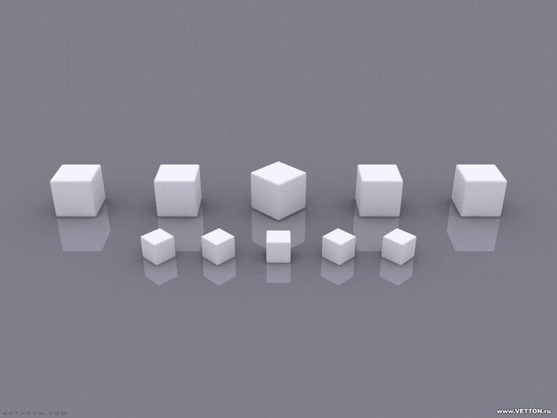 White cubes on gray surface
