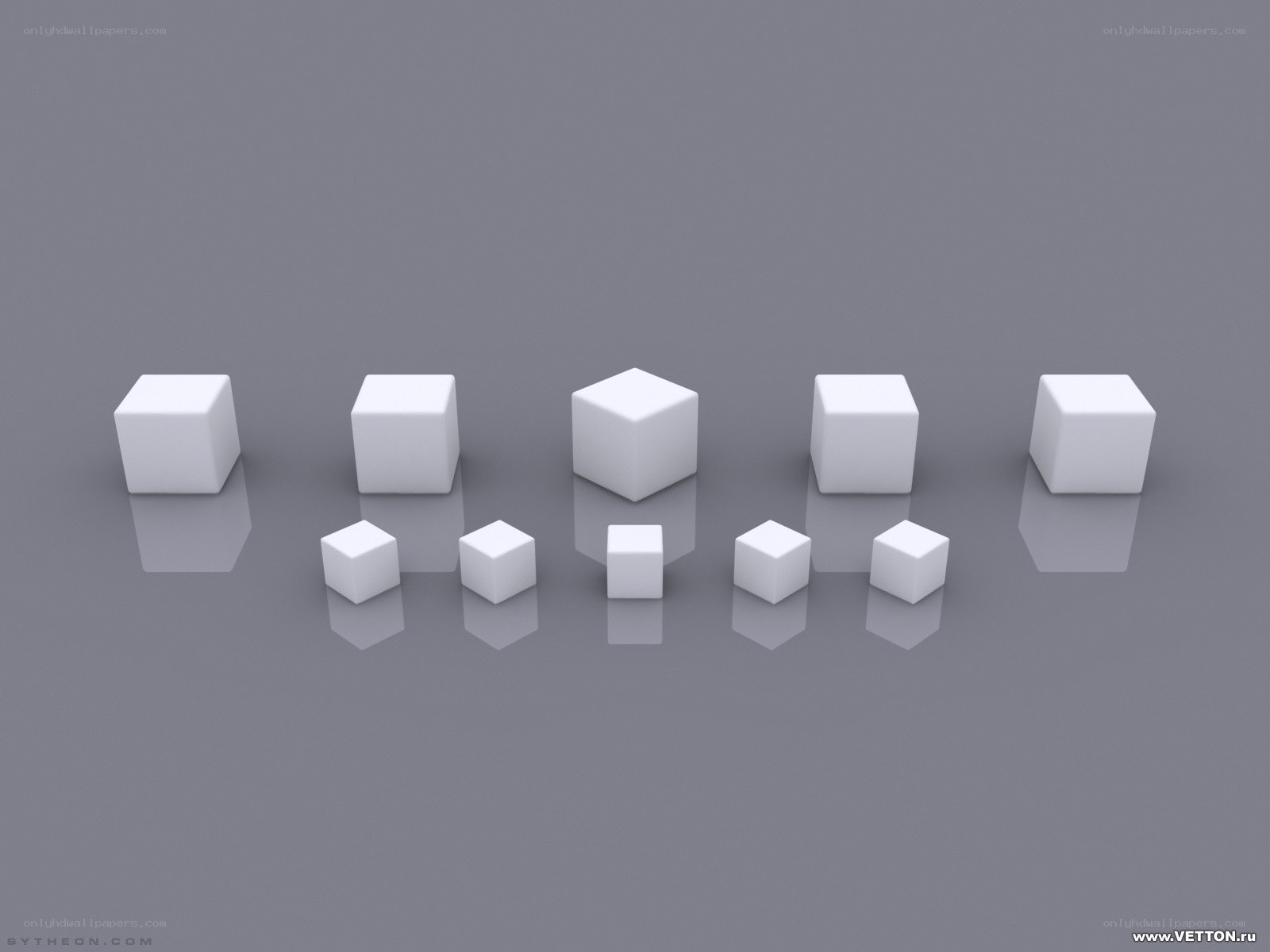 White cubes on gray surface