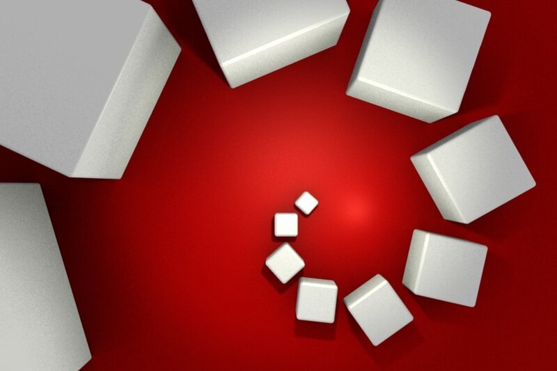 white cubes on red background