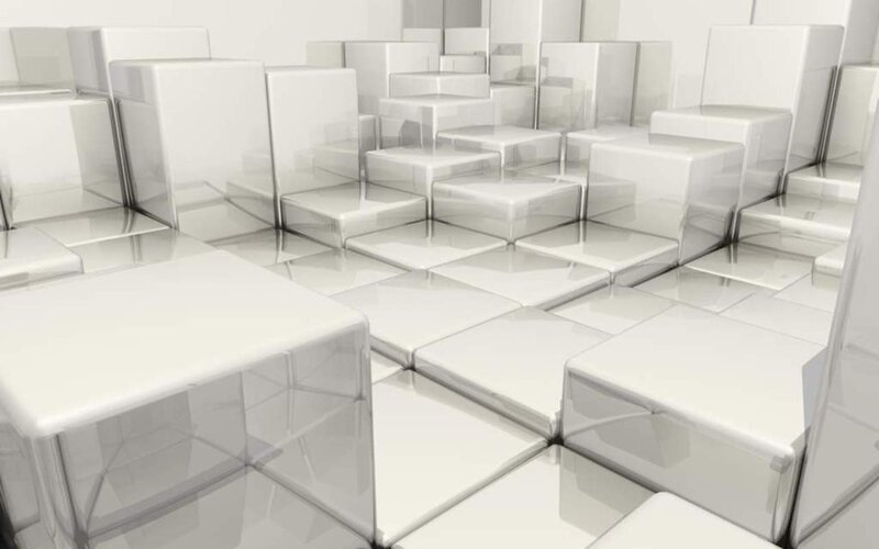 White Cubes on Reflective Floor