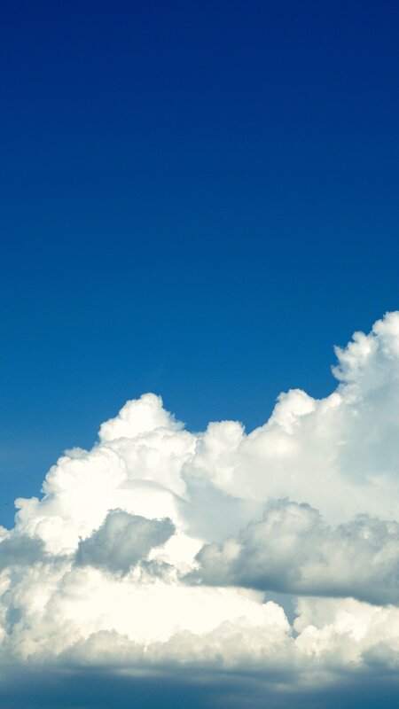 White Cumulus Clouds — Blue, Serene, Afternoon, Photograph
