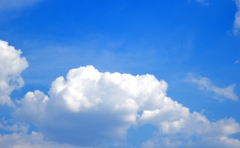 White Cumulus Clouds — Blue, Serene