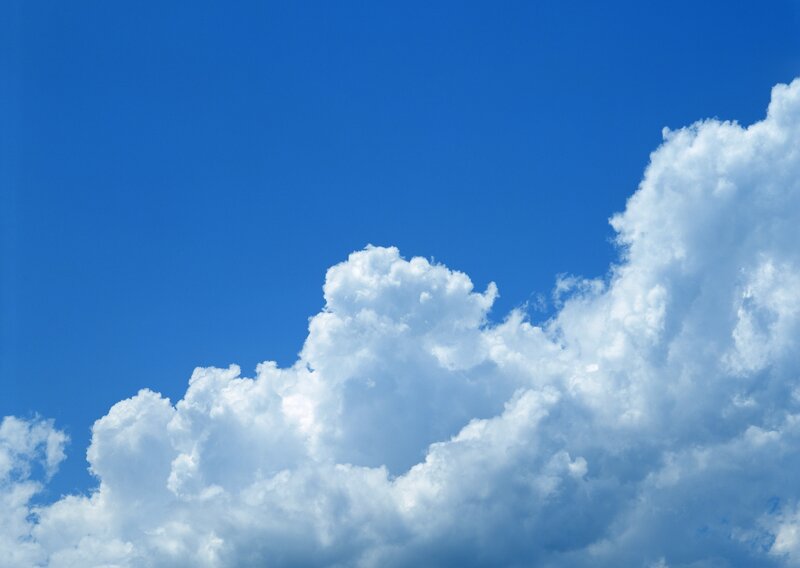 White Cumulus Clouds — Blue, Sky