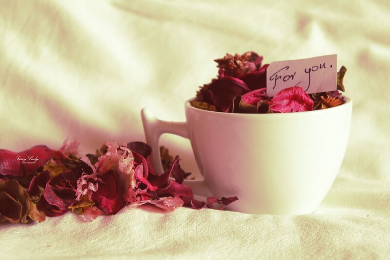 White Cup with Dried Flowers
