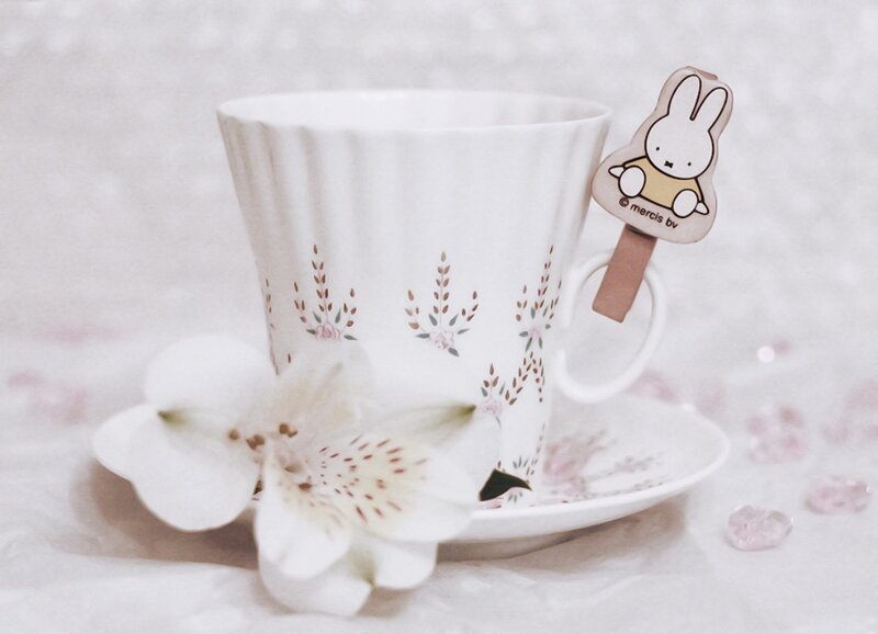 White Cup with Flower — Serene, Photograph