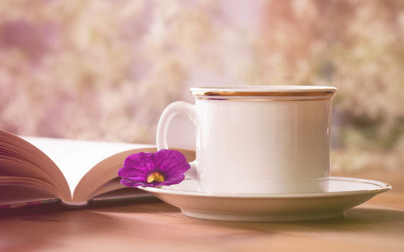 White Cup with Flower — Serene