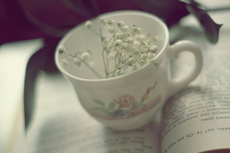 White Cup with Flowers