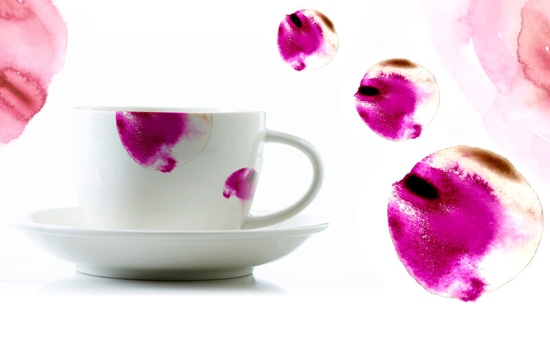 White Cup with Purple Stains