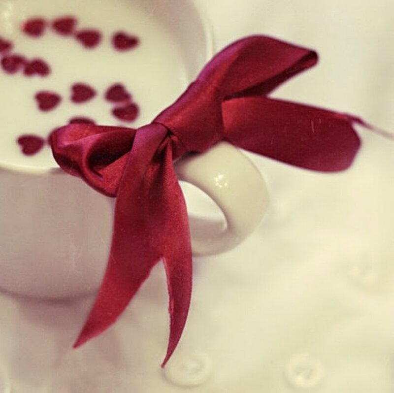 White Cup with Red Bow