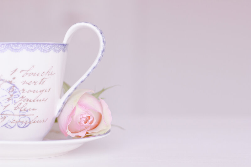 White Cup with Rose — Serene