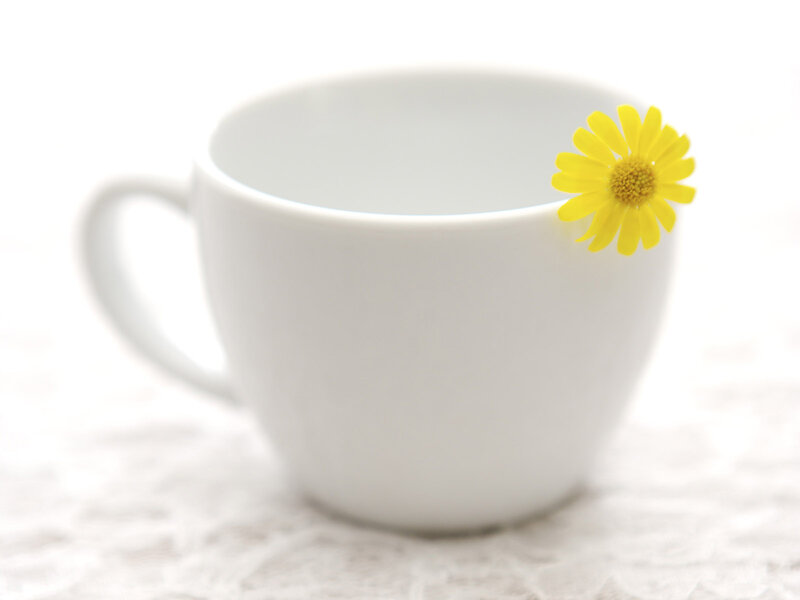 White Cup with Yellow Flower