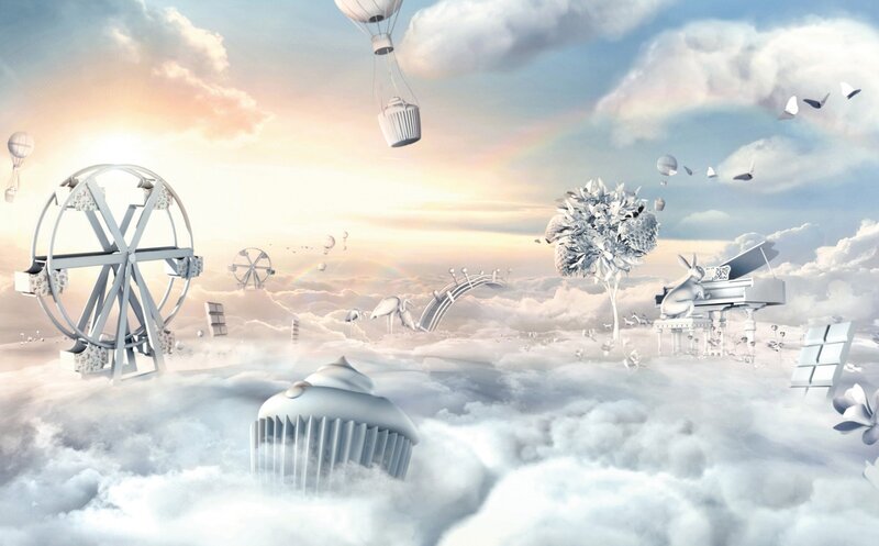 White Cupcake in Clouds