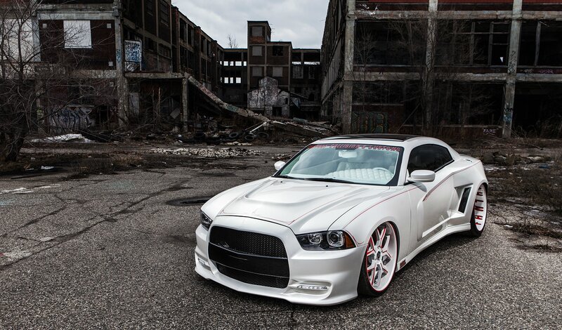 White Custom Car — Dramatic, Autumn
