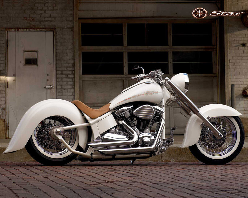 White custom chopper motorcycle