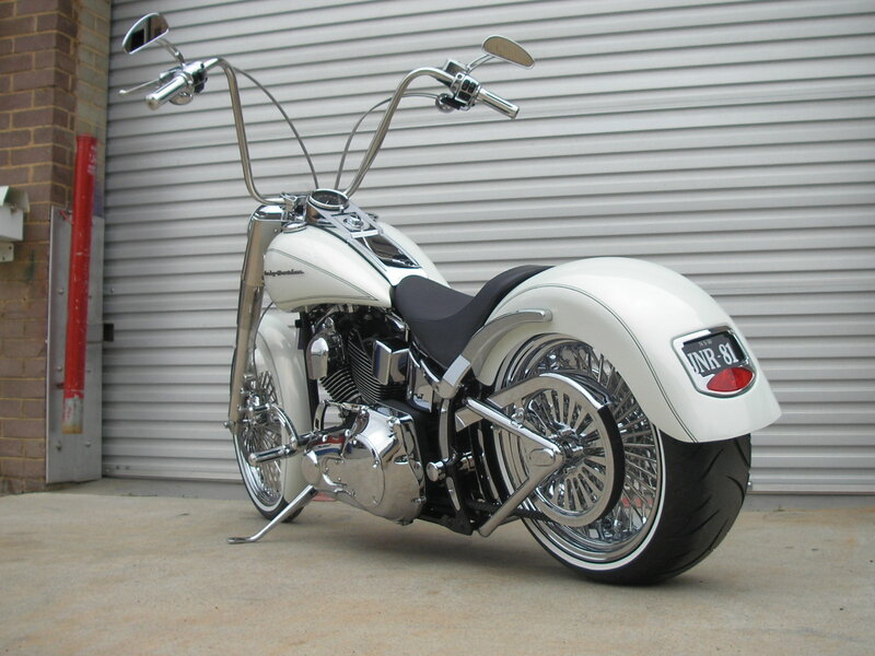 White Custom Chopper Motorcycle — Neutral
