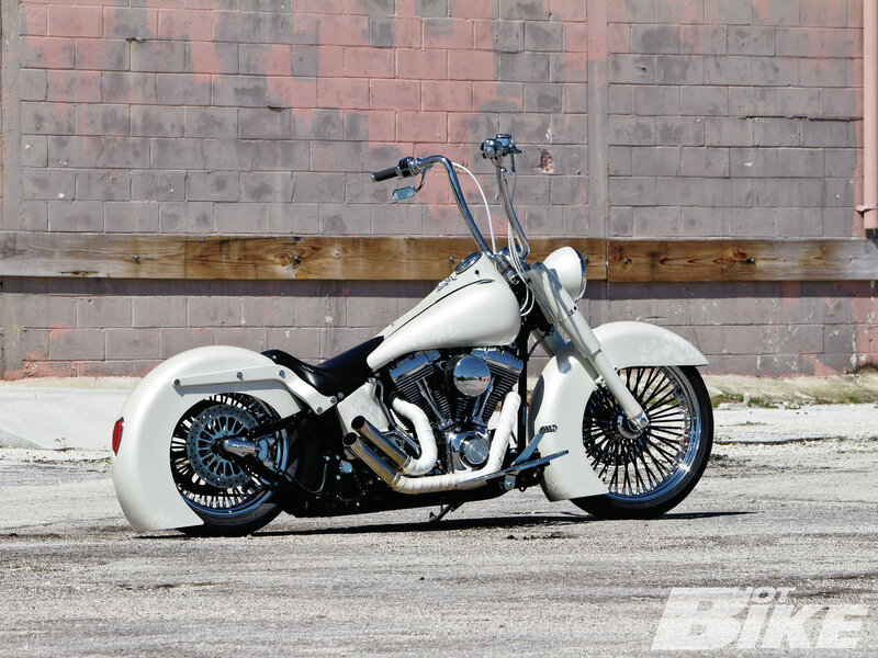White Custom Chopper Motorcycle — Static