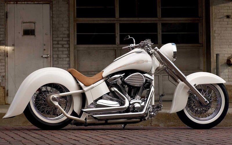 white custom chopper motorcycle