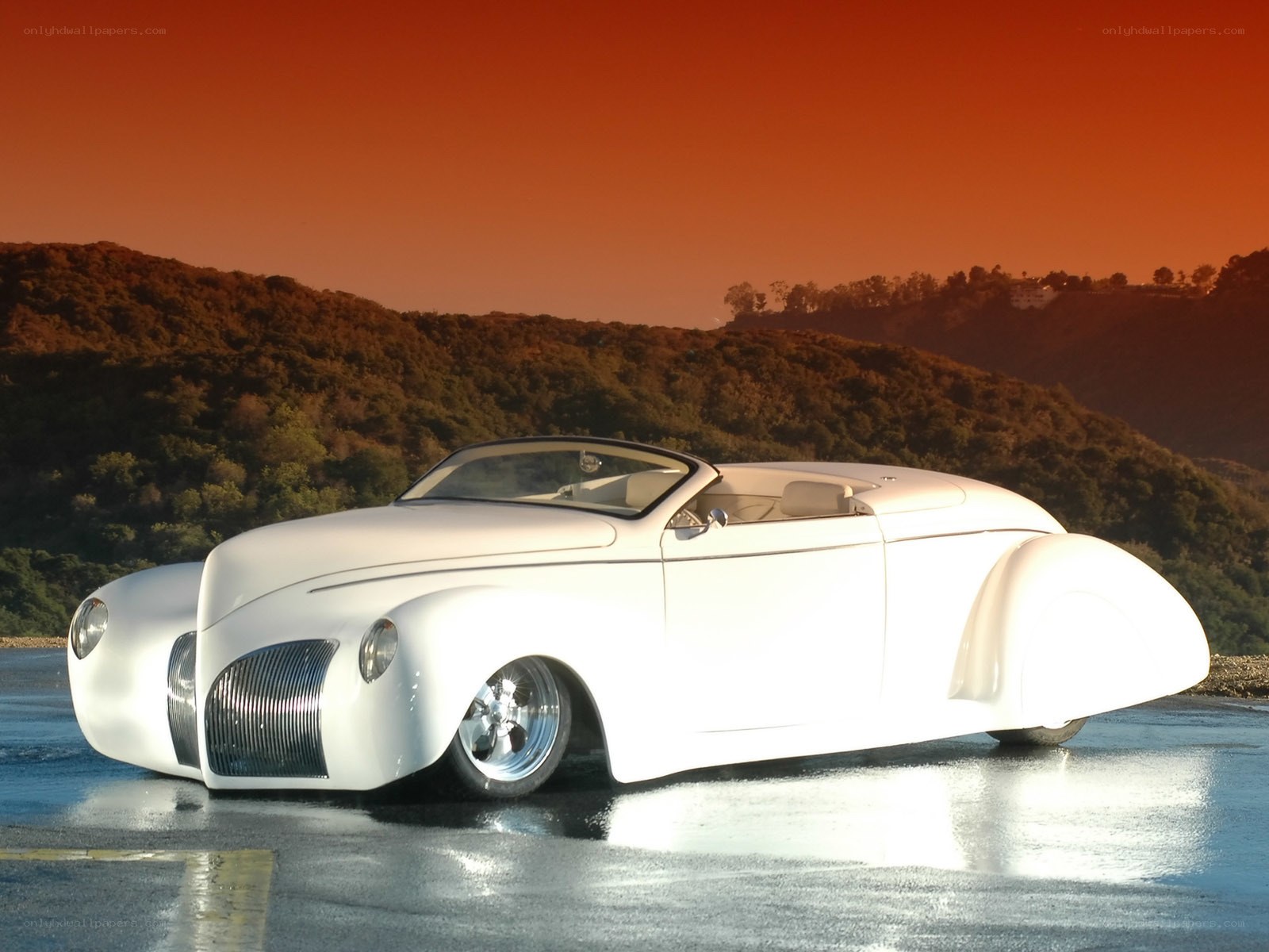 White custom convertible car