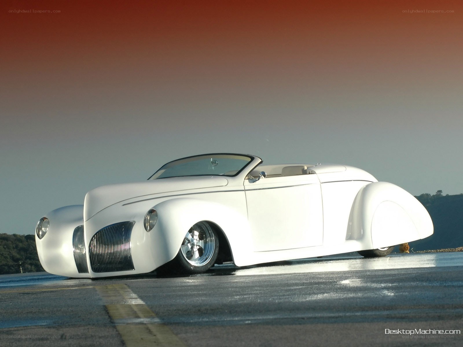 white custom convertible car