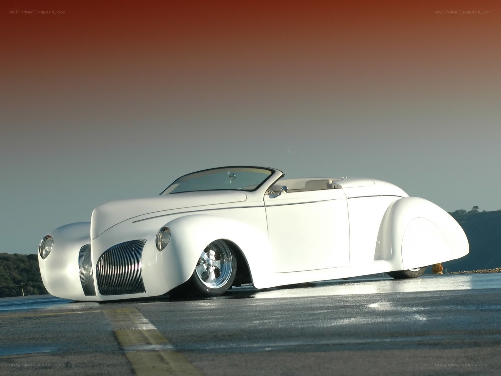 white custom convertible car