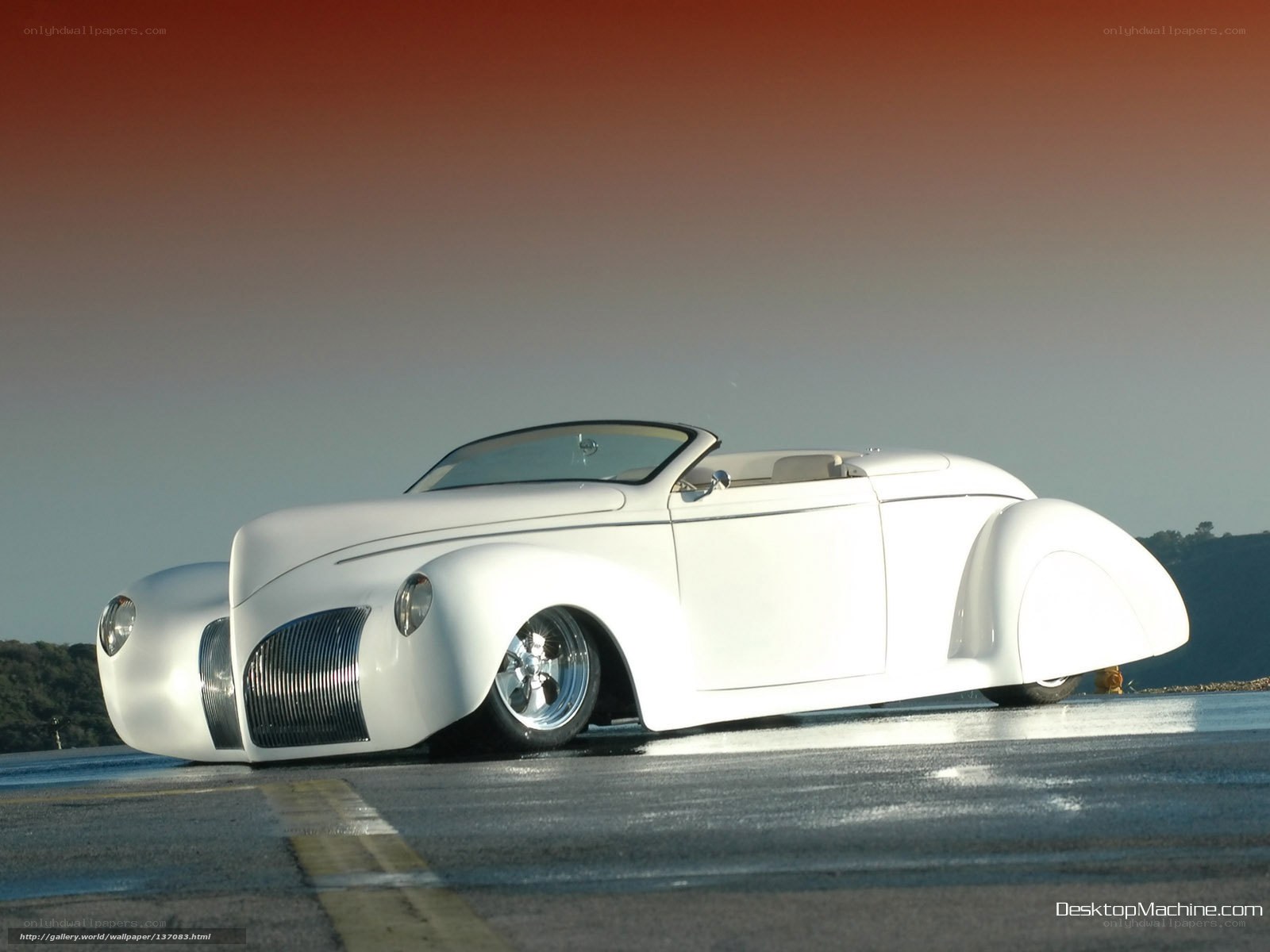 white custom convertible car