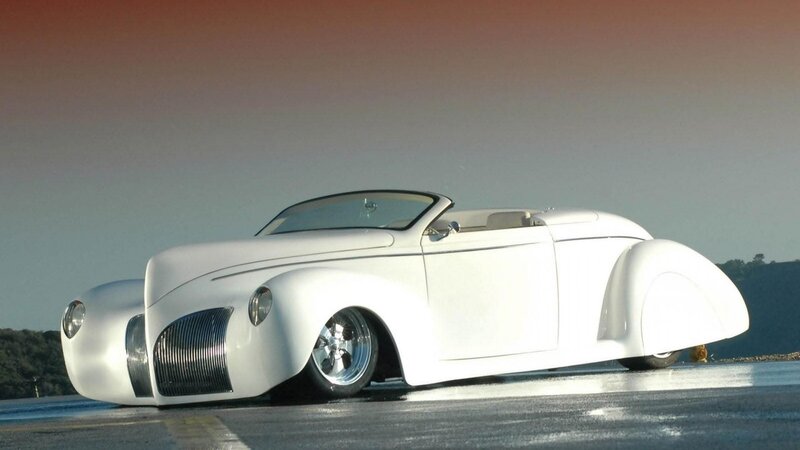 White Custom Convertible — Dramatic, Sunset, Photograph, Car