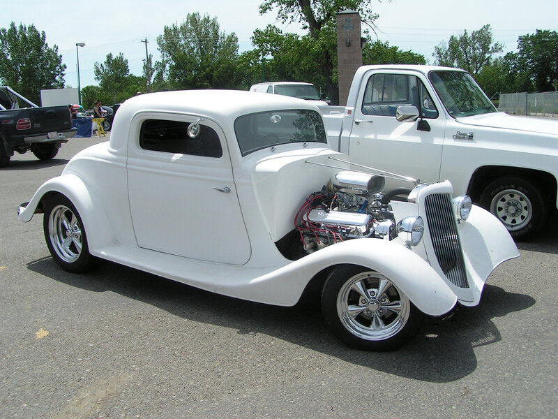 white custom hot rod car