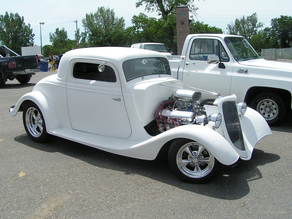 white custom hot rod car