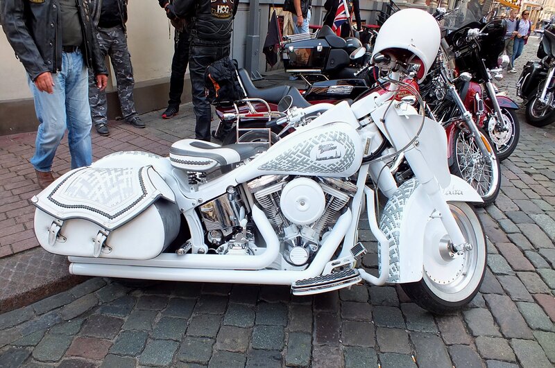 White Custom Motorcycle — Casual