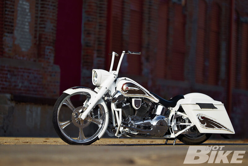 White Custom Motorcycle — Dramatic