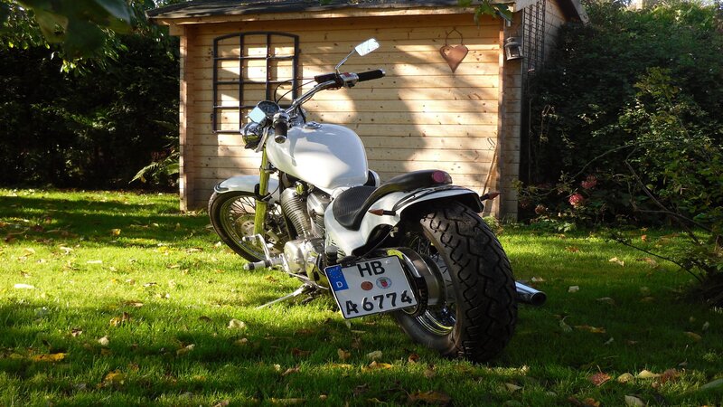 White Custom Motorcycle — Green