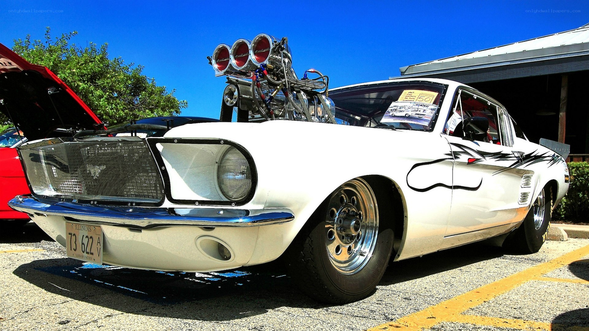 white custom muscle car