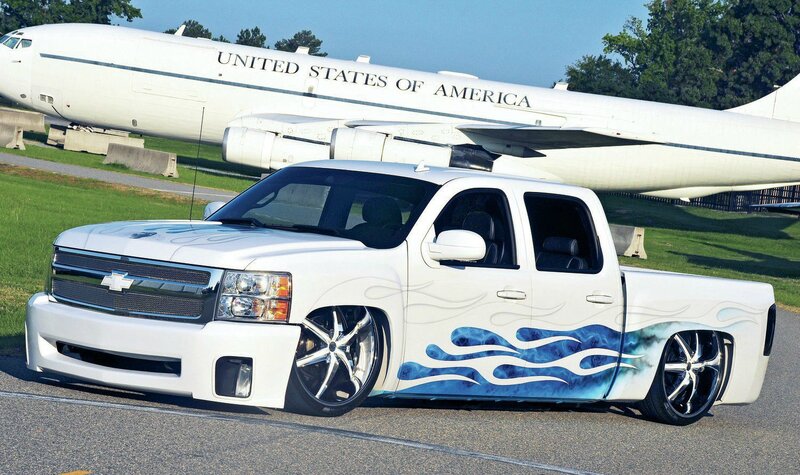 White Custom Pickup Truck — Dramatic, Afternoon
