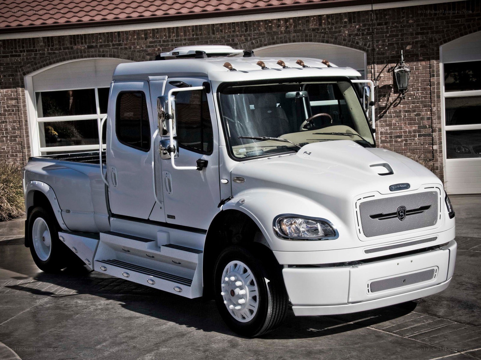 white custom pickup truck