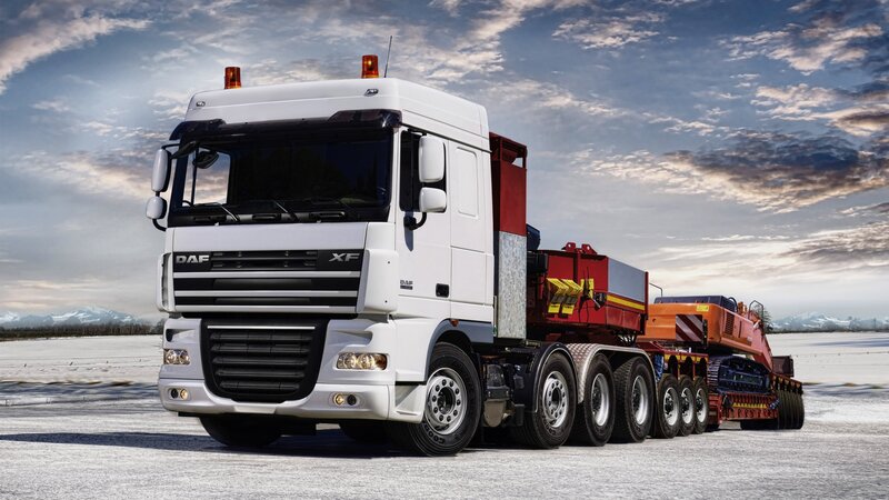 White DAF XF Truck — Dramatic, Winter