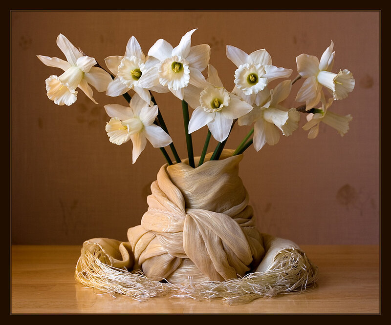 White Daffodils in Vase