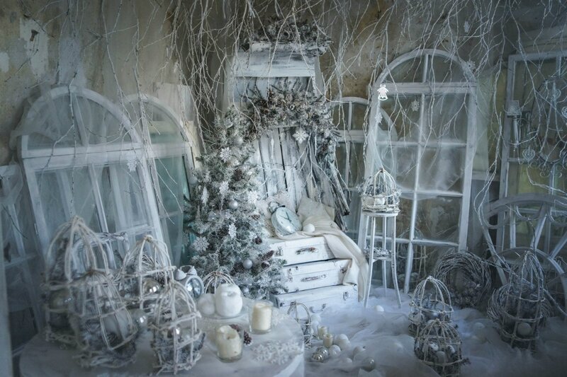 White-decorated Christmas Scene
