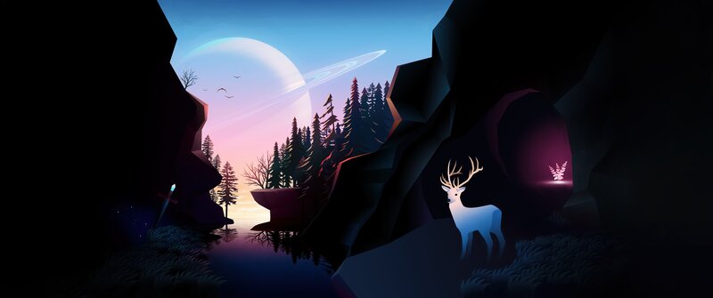 White Deer in Cave