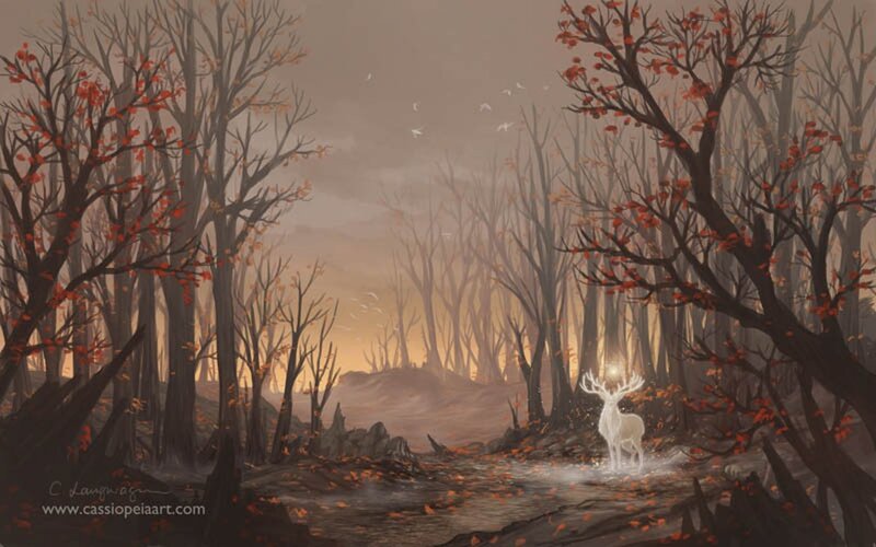 White Deer in Forest — Brown