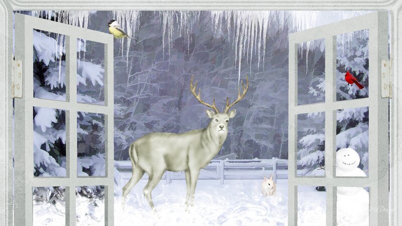 White Deer in Snow