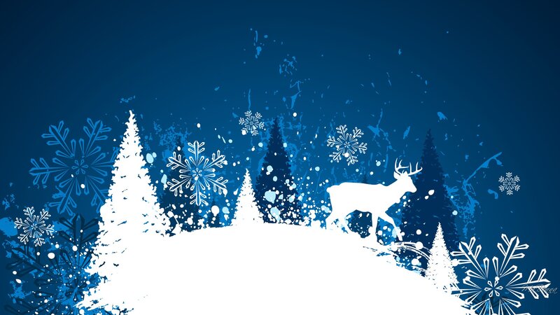 White Deer on Hill — Blue